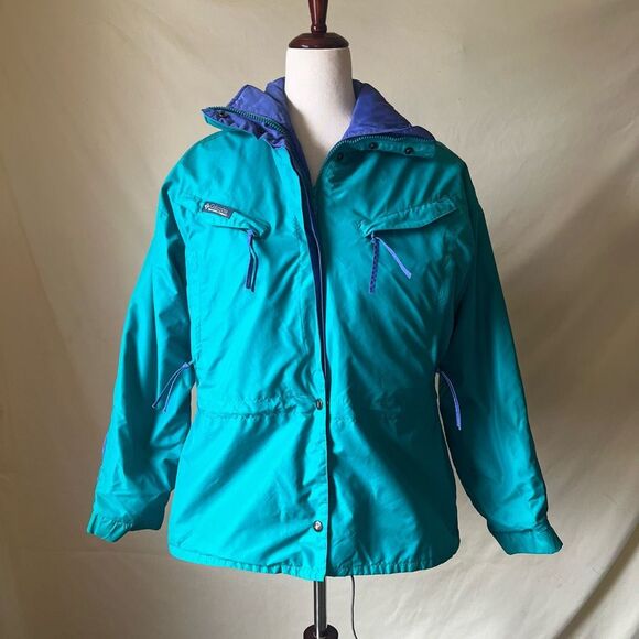 Vintage Columbia 3-in-1 Reversible Ski Jacket Women's Medium Blue Green 90s - Picture 7 of 7